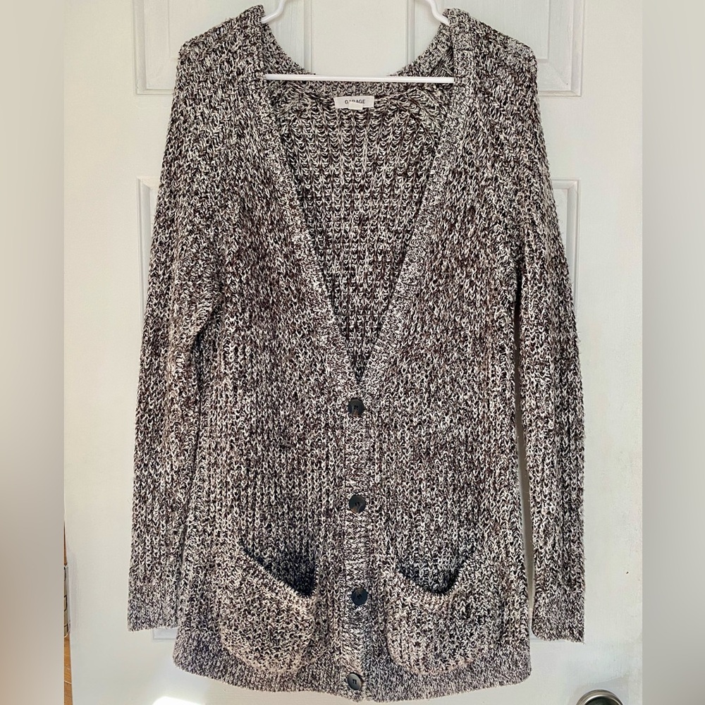 Garage Black and White Knit Cardigan